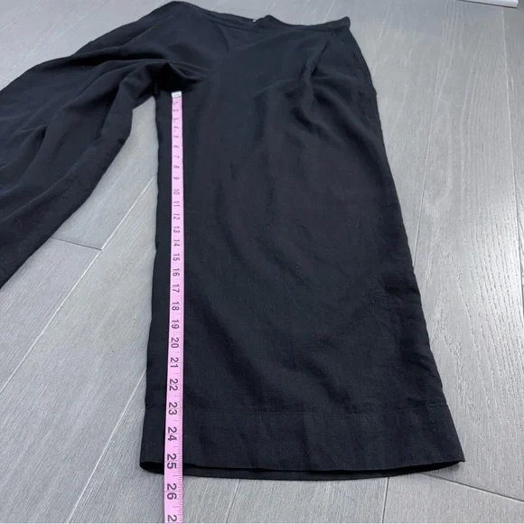 Madewell Petite Pull-On Straight Crop Pants in Linen Blend Black 10 P NP860 Boho - Picture 14 of 14